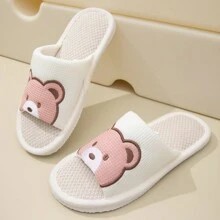 Cute Cartoon Linen Summer Slippers Open Toe House Slippers With Ugly Toes Appearance