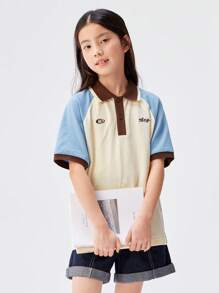 Balabala Camiseta de manga corta para niños, camisa básica para niños 2024 Nueva, camisa polo de verano para niños grandes