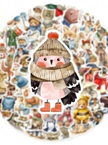 50 vellen vintage dierengraffitistickers, niet-repetitieve stickers voor reisbagage, geïsoleerde beker, telefoonhoesje, notitieboekje