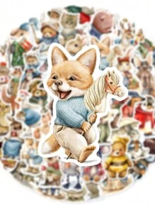 50 vellen vintage dierengraffitistickers, niet-repetitieve stickers voor reisbagage, geïsoleerde beker, telefoonhoesje, notitieboekje