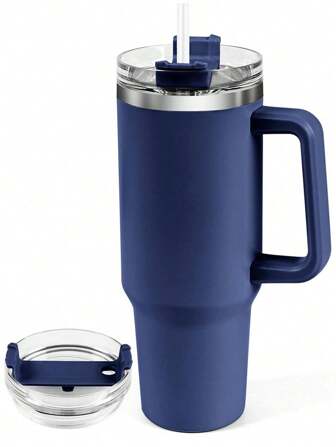 Pandance A 40 Oz Stainless Steel Insulated Tumbler With Handle And Straw, Suitable For Home And Outdoor, Thermal Insulation And Leakproof Travel Mug - Ideal Gift Choice For Both Cold And Hot Beverages