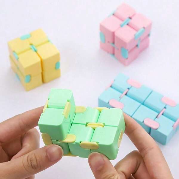1pc/10pcs Children's Puzzle Decompression 2x2 Magic Cube, Creative Infinite Magic Cube, Macaron Candy Colors, Children Finger Exercise Stress Relief Toy