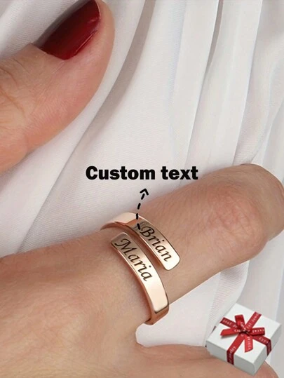 Customized Engraved Double Layer Name Ring, Personalized Adjustable Stainless Steel Couples Ring, Wedding Jewelry Anniversary Gift For Girlfriend Christmas,Customized Fashion Engraved Rings,Look Glamour,Black,Silver,Gold,Stylish,Colorful,Vintage,Simple,Unisex,Casual,Cuties,Custom,Personalized,Unique,Ideal Gifts For Him,Ideal Gifts For Her,Her,Boyfriend,Girlfriend,Dad,Mom,Family,Friends,For Anniversaries,For Birthdays,For Graduation,For Prom,For Party,New Year Glamour