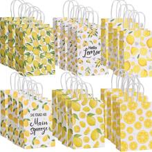 24 Pieces She Found Her Main Squeeze Bridal Shower Party Favors Bags,Lemon Citrus Goody Gift Snacks Treat Candy Party Favors Bags With Handles For Lemon Theme Bridal Shower Party Decorations