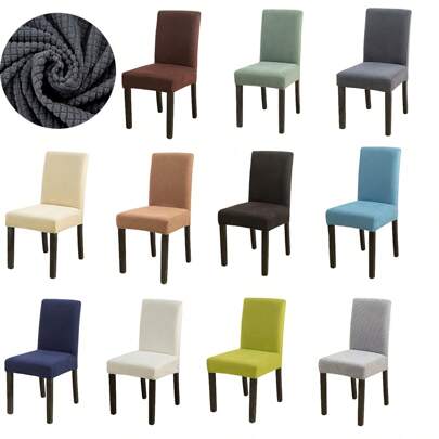 1pc/4pcs/6pcs Stretch Solid Chair Covers, Soft Fit Universal Desk Slipcovers, Removable Washable Anti-Dust Spandex Chair Protector Cover(Fleece) For Home Dining Chairs