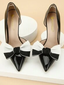 2pcs Korean Princess Cute Flower Black And White Two-Tone Cloth Design Bow Shoe Clips High-Grade And Elegant New Shoe Buckle