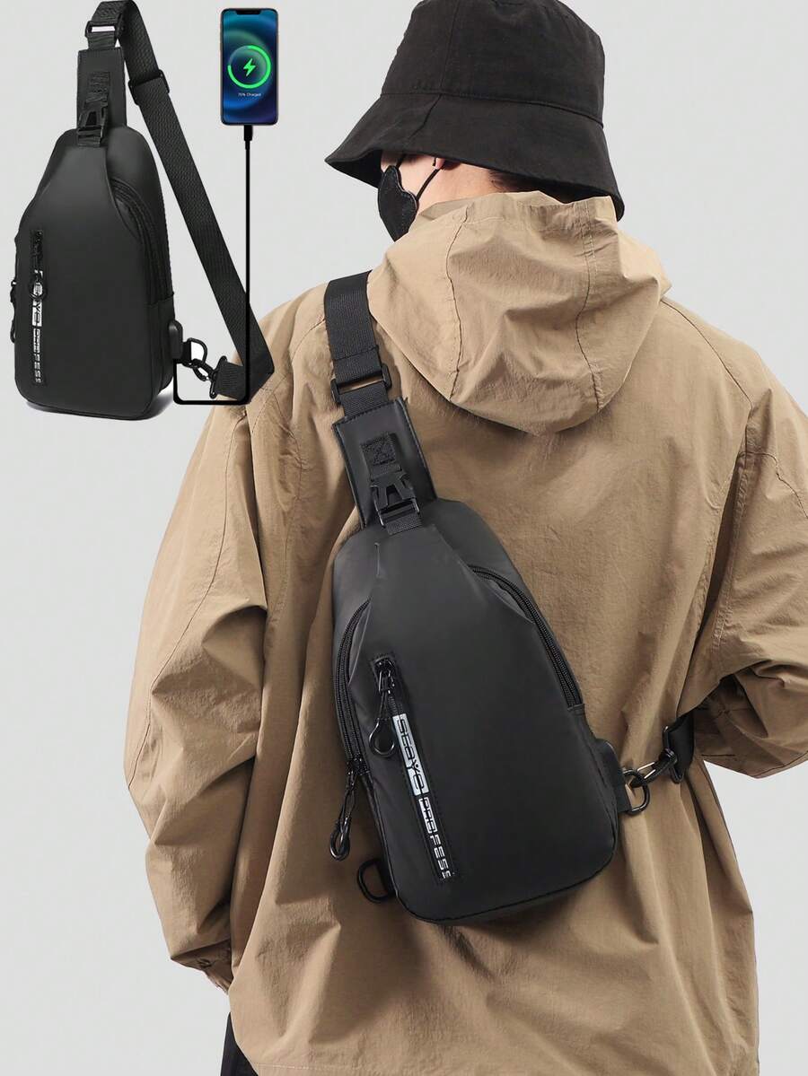 1入流行黑色男士胸包，具有多個口袋，適用於日常使用和約會禮物，腰包，臀包，腰包，旅行工作週末暑期假期大容量攜帶工具禮物個性化禮品男友爸爸丈夫大學袋