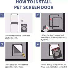 A Mesh Screen Door, Suitable For Cats And Dogs, With Paw Print Design To Prevent Biting And Easy To Install - Black - View 9