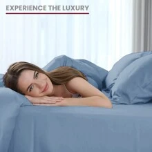 LUX DECOR 4 Pc Solid Blue Color Plain Bed Sheets - Brushed Microfiber Sheet Set With Pillowcases, Deep Pocket Bedding Set For Ultimate Comfort - Lightweight And Breathable Cooling Sheet Set For Everyday Use- Ideal For Home And Hotels