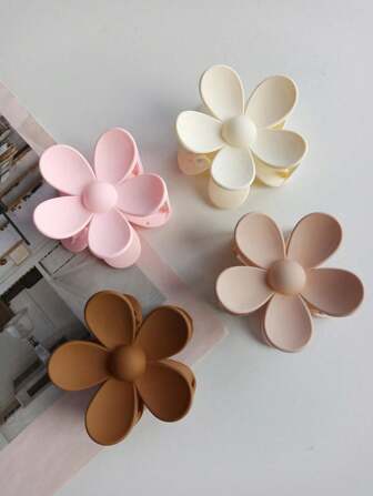 Juego de 4 pinzas para el cabello con forma de flor multicolor para mujeres, material de resina con forma de flor de cinco pétalos, pinzas para el cabello, las pinzas para el cabello no dañan el cabello al sujetarlo, accesorios para el cabello sencillos y casuales para el hogar, Año Nuevo, viajes, fiestas, a juego con la ropa, accesorios para el cabello con forma de flor, como regalo, juego de accesorios para el cabello a juego de varios colores, accesorios para el cabello de San Valentín para parejas como regalo, pinzas para el cabello, pinzas para el cabello, artículos escolares