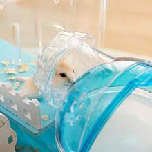 Habitación externa de baño de hamster a prueba de salpicaduras de arena, modificada para sala de sauna que puede conectarse a la caja de arena para baño