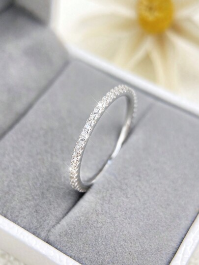 Stylever 1 Pieza Anillo De Única De Estrás Para Mujeres S925 Anillo De Lujo De Plata Esterlina Joyería Fina Regalo Para Niñas Decoración De Fiesta Para Bodas, Anillo De Compromiso Y Joyería Nupcial