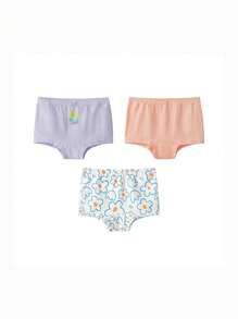 mini bala 3 piezas de ropa interior de algodón elástica y transpirable para niñas - Azul y blanco - Ver 2