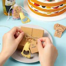 10pcs Baby Shower Favor Footprint Metal Keychain Bottle Openers With Organza Bags And Thank You Tags Baby Shower Family Decorations Gifts