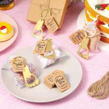 10pcs Baby Shower Favor Footprint Metal Keychain Bottle Openers With Organza Bags And Thank You Tags Baby Shower Family Decorations Gifts