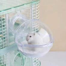 Habitación externa de baño de hamster a prueba de salpicaduras de arena, modificada para sala de sauna que puede conectarse a la caja de arena para baño