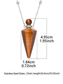 1pc Gold Color Stainless Steel Natural Stone Cone Perfume Bottle Necklace For Women Men Healing Black Obsdian Clear Quartz White Crystal Rose Quartz Pendant Reiki Essentials Oil Diffuser Vial Necklace H119