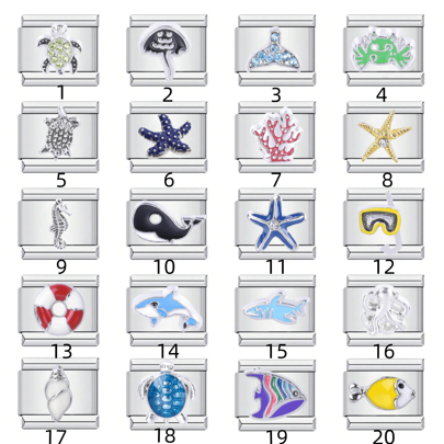 1/5/10/20/30/50pcs DIY Assembly Stainless Steel Italian Modular Ocean Animal Series Bracelet Accessories, Suitable For Men And Women Fashion Bracelet Accessories