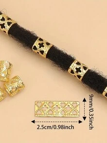 50 piezas de cuentas de tubo de metal colorido para dreadlocks, anillos de trenza de pelo ajustables, clips tipo puño para accesorios de cabello de mujeres, herramientas de estilo - Cruz dorada amor 50uds - Ver 2
