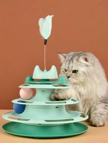 1pc Cat Toy Turntable Ball With Wand For Boredom Relieve, Perfect For Kitten And Cat - Multicolor - View 16
