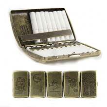 Caja de cigarrillos de metal para guardar en el bolsillo, contenedor de almacenamiento para vaporizador IQOS y soporte para cigarrillos mini - Bronce - Ver 8