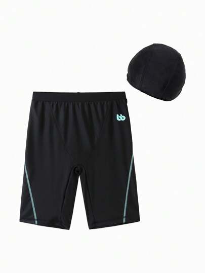 Balabala Boys' Swimsuit Set Big Kids' Swimwear Sun Protection Teenagers' Hat Soft Elastic Colorful