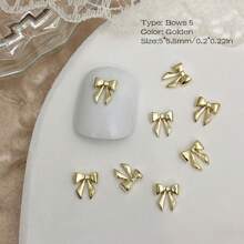 30Pcs Small Tiny Bows For Nails, Mini Bows Charms For Natural Short Nail, Metal Alloy Bows For Nails Toes, Bows For Crafting DIY Nail Gems Nail Supplies