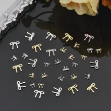 30Pcs Small Tiny Bows For Nails, Mini Bows Charms For Natural Short Nail, Metal Alloy Bows For Nails Toes, Bows For Crafting DIY Nail Gems Nail Supplies