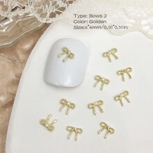 30Pcs Small Tiny Bows For Nails, Mini Bows Charms For Natural Short Nail, Metal Alloy Bows For Nails Toes, Bows For Crafting DIY Nail Gems Nail Supplies