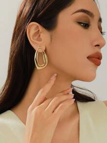 1 对简约时尚欧美风格不对称几何度假风格女士耳环 - 歐美度假風幾何不規則女士耳環耳環 - 查看 2