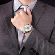 MEGIR MEGIR Moda Luxo Homens Relógios À Prova D'Água Aço Inoxidável Automático Relógio Mecânico Safira Caixa de Aço Relógio de Pulso Casual Empresarial