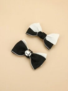 2pcs Korean Princess Cute Flower Black And White Two-Tone Cloth Design Bow Shoe Clips High-Grade And Elegant New Shoe Buckle