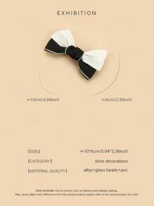 2pcs Korean Princess Cute Flower Black And White Two-Tone Cloth Design Bow Shoe Clips High-Grade And Elegant New Shoe Buckle