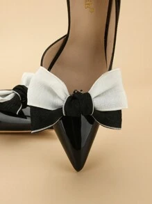 2pcs Korean Princess Cute Flower Black And White Two-Tone Cloth Design Bow Shoe Clips High-Grade And Elegant New Shoe Buckle