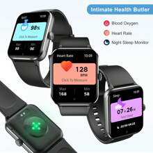 Reloj inteligente Blackview R50: llamadas Bluetooth/Asistente de voz AI, reloj inteligente de 1,85" de fitness con monitoreo del ritmo cardíaco, SpO2 y el sueño, talla grande de 100 modos de deporte y contador de pasos. Para iOS y Android en color negro - Negro - Ver 5