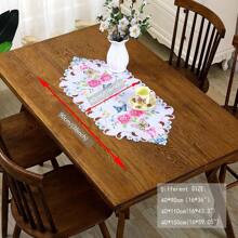 1buc, pereți de masă, husă de masă brodata din dantelă, cârpă de masă din material textil cu design scobit cu flori de fluture, față de masă rezistentă la praf de noptieră TV, decor de cameră, decor pentru masă