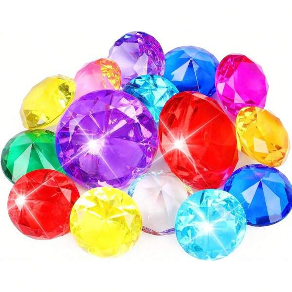 Gemstone Set Gemstone Pool Toys - 5 Pack Of 20-40mm Diamond And Large Acrylic Diamonds For Summer Swimming Parties And Underwater Fun