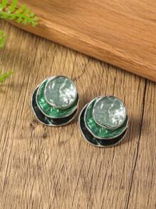 1 Par de brincos de argola redondos, Multicamadas e coloridos de liga de zinco esmaltados, elegantes e minimalistas, criativos e originais, adequados para uso diário de mulheres, banquetes, festas e presentes de madrinhas.
