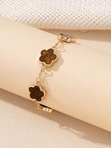 1 件金属复古派对舞蹈幸运四叶草手链，适合女士、婚礼礼物、情人节、妈妈、母亲、母亲节、礼物