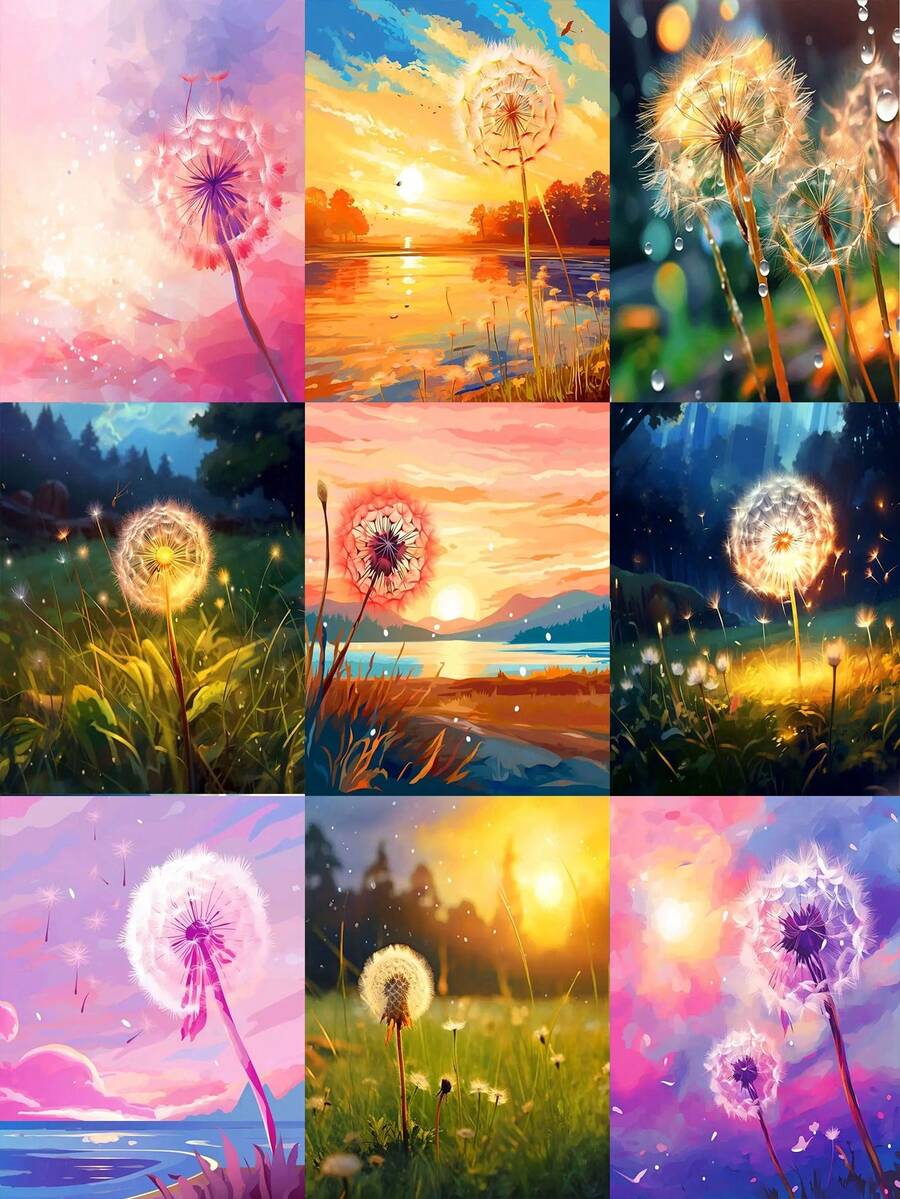 One Set Of Dandelion Themed Personalized DIY Digital Painting Kit
