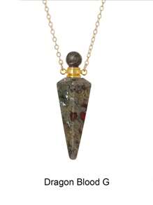 1pc Gold Color Stainless Steel Natural Stone Cone Perfume Bottle Necklace For Women Men Healing Black Obsdian Clear Quartz White Crystal Rose Quartz Pendant Reiki Essentials Oil Diffuser Vial Necklace H119