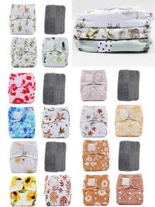 6 szt. w zestawie 3 pieluch z 3 wkładkami Wielorazowe pieluchy dla niemowląt Zmywalne i regulowane Dekoracje na Baby Shower dla rodziny Prezenty