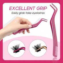 FADVAN FADVAN 1 Pc Eyelash Comb Tweezers+60pcs 40D 8-14MM Mix DIY Heat Bonded Cluster Lashes Extension Tweezer Stainless Steel Anti-Static Non-Magnetic Makeup Tools