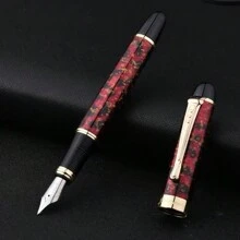 Handmade Longsword Sharpening Steel Fountain Pen, Extra Large Iridium Nib Calligraphy Pen For Men, 2.5mm Double Layered Pen Used In Competitions - Bright Black 1 Piece - View 7