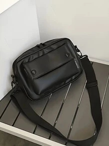 Men's Pu Shoulder Bag, Chest Bag, Coin Purse, Messenger Bag Winter Holiday Tote Bag Fany Pack Beach Bag Gym Bag Black Bag Hiking Large Capacity Multi-Functional Portable Vacation Hip Bag Christmas Gifts School Supplies New Life Items For Students Men Essentials Side Bag Purse Essentials Fashion Men's Bags Business Graduation Small Bag Body Bag Pouch