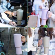 0.4in Cute Silicone Initial Letter Straw Covers Cap For Cup, Dust-Proof Drinking Straw Reusable Straw Tips Lids, Personalized Charm For Tumbler, Kitchen, Christmas Gift,School Supplies