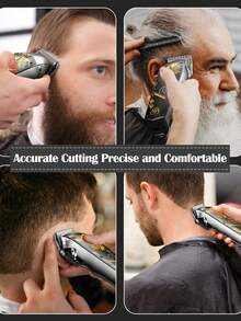 YBLNTEK專業理髮師理髮器，電動理髮器，男性專用，極致無線理髮器，長髮修剪器，10種配件梳+5種精密長度調節 - 黑色 - 查看 7