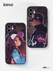 JURSUE JURSUE Couple Punk Style Cartoon Shockproof Soft Phone Case Compatible With Iphone 16 15 14 13 12 11 Pro Max SE 2020 X XR XS 8 7 Plus Z1098Q