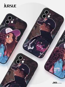 JURSUE JURSUE Couple Punk Style Cartoon Shockproof Soft Phone Case Compatible With Iphone 16 15 14 13 12 11 Pro Max SE 2020 X XR XS 8 7 Plus Z1098Q