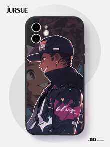 JURSUE JURSUE Couple Punk Style Cartoon Shockproof Soft Phone Case Compatible With Iphone 16 15 14 13 12 11 Pro Max SE 2020 X XR XS 8 7 Plus Z1098Q